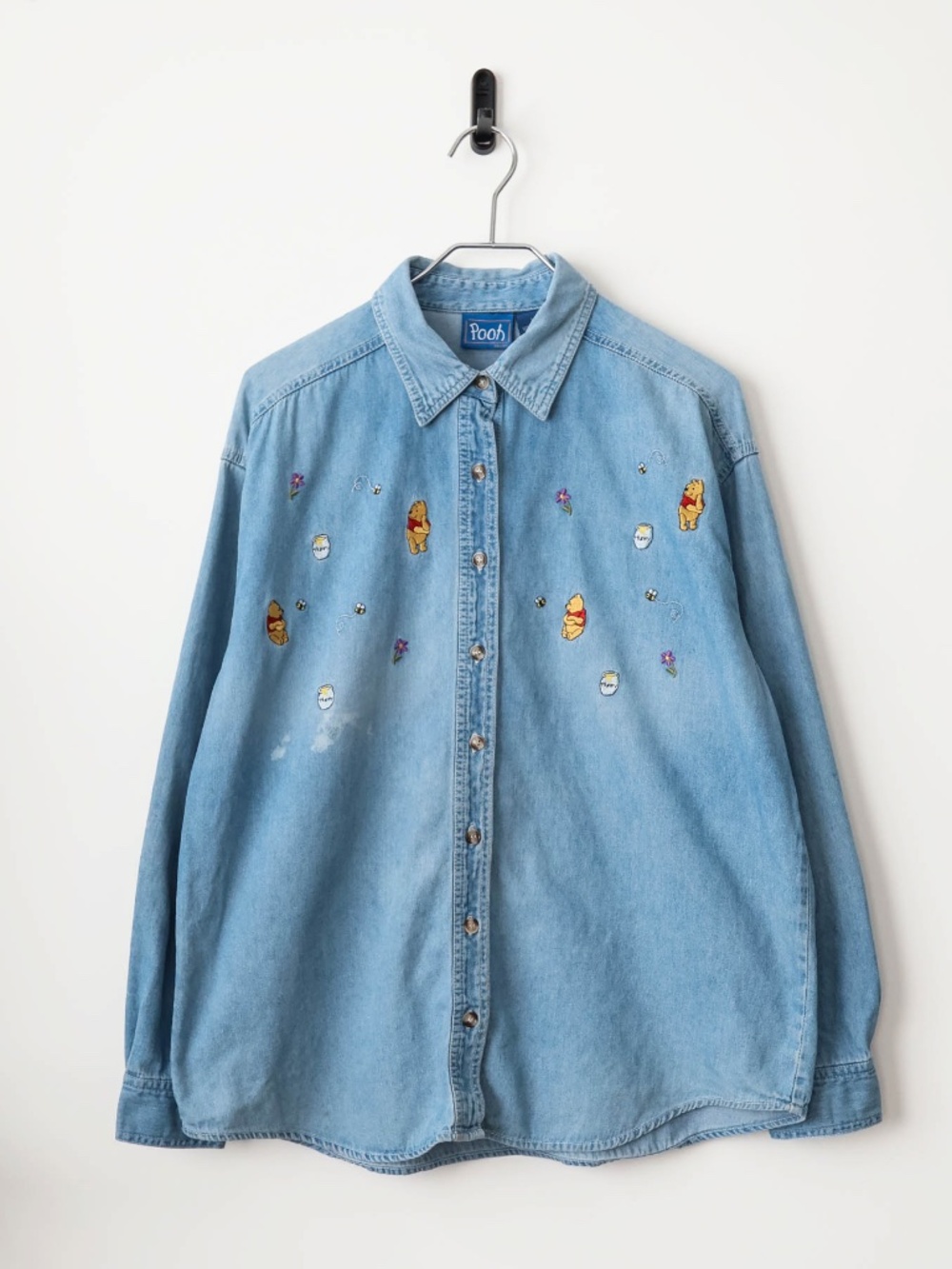 Amazing true vintage Disney Winnie The Pooh Embroidered Button Down Denim Shirt